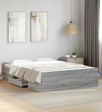 Bettgestell mit Schubladen Grau Sonoma 120x190 cm Holzwerkstoff