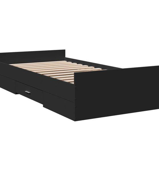 Bettgestell mit Schubladen Schwarz 100x200 cm Holzwerkstoff