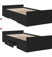 Bettgestell mit Schubladen Schwarz 100x200 cm Holzwerkstoff
