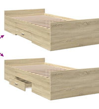 Bettgestell mit Schubladen Sonoma-Eiche 100x200cm Holzwerkstoff