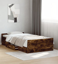 Bettgestell mit Schubladen Räuchereiche 100x200cm Holzwerkstoff