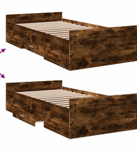 Bettgestell mit Schubladen Räuchereiche 100x200cm Holzwerkstoff