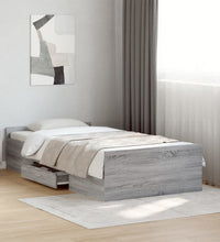 Bettgestell mit Schubladen Grau Sonoma 100x200 cm Holzwerkstoff