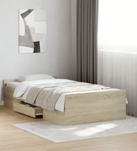 Bettgestell mit Schubladen Sonoma-Eiche 90x200cm Holzwerkstoff