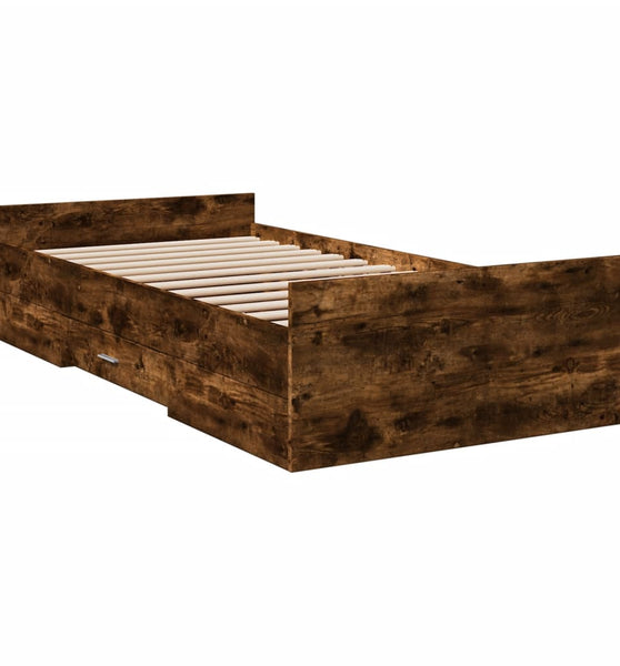 Bettgestell mit Schubladen Räuchereiche 90x200cm Holzwerkstoff