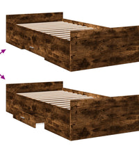 Bettgestell mit Schubladen Räuchereiche 90x200cm Holzwerkstoff