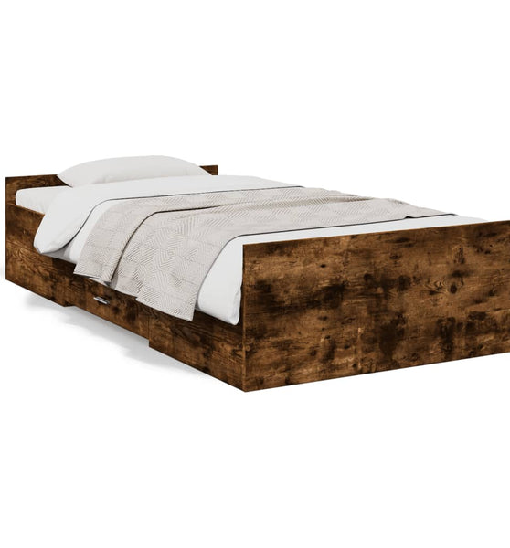 Bettgestell mit Schubladen Räuchereiche 90x200cm Holzwerkstoff