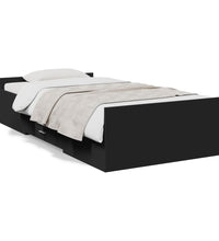 Bettgestell mit Schubladen Schwarz 90x190 cm Holzwerkstoff