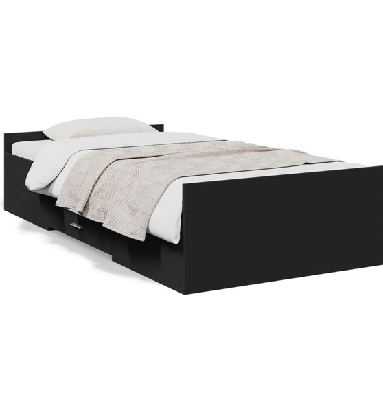 Bettgestell mit Schubladen Schwarz 90x190 cm Holzwerkstoff