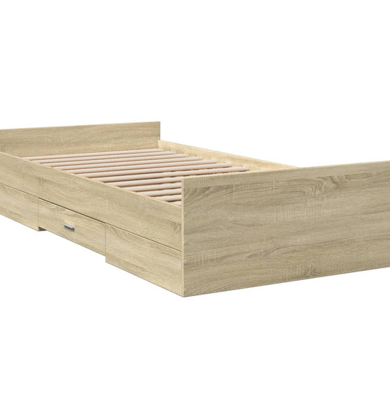 Bettgestell mit Schubladen Sonoma-Eiche 90x190 cm Holzwerkstoff