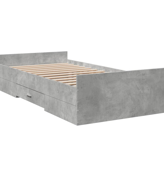 Bettgestell mit Schubladen Betongrau 90x190 cm Holzwerkstoff