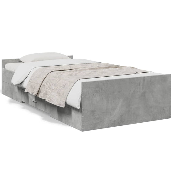 Bettgestell mit Schubladen Betongrau 90x190 cm Holzwerkstoff