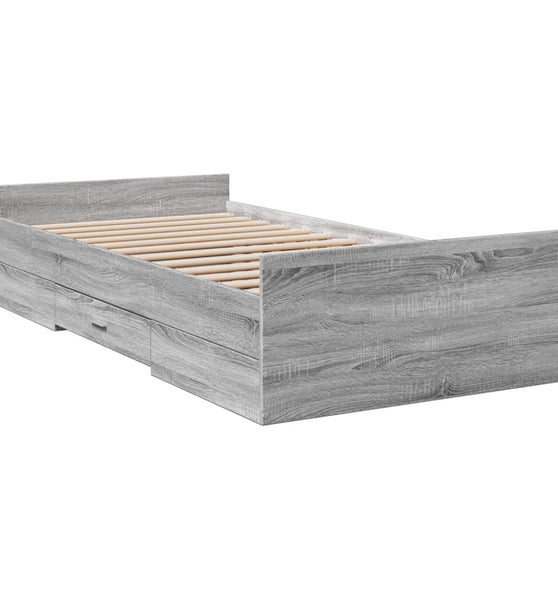 Bettgestell mit Schubladen Grau Sonoma 90x190 cm Holzwerkstoff
