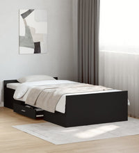 Bettgestell mit Schubladen Schwarz 75x190 cm Holzwerkstoff