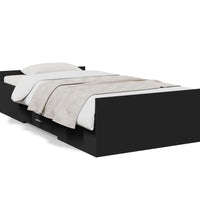 Bettgestell mit Schubladen Schwarz 75x190 cm Holzwerkstoff
