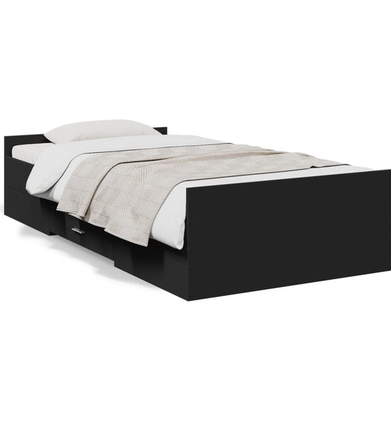 Bettgestell mit Schubladen Schwarz 75x190 cm Holzwerkstoff
