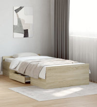 Bettgestell mit Schubladen Sonoma-Eiche 75x190 cm Holzwerkstoff