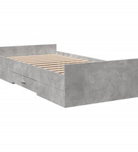 Bettgestell mit Schubladen Betongrau 75x190 cm Holzwerkstoff