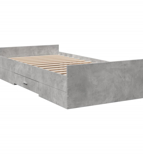 Bettgestell mit Schubladen Betongrau 75x190 cm Holzwerkstoff