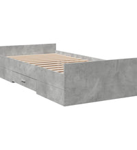 Bettgestell mit Schubladen Betongrau 75x190 cm Holzwerkstoff