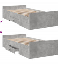 Bettgestell mit Schubladen Betongrau 75x190 cm Holzwerkstoff