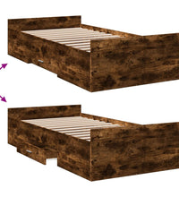 Bettgestell mit Schubladen Räuchereiche 75x190 cm Holzwerkstoff