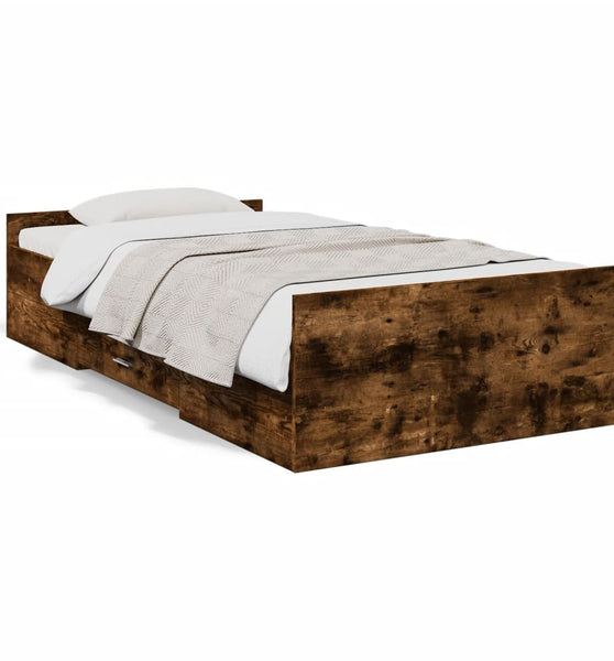Bettgestell mit Schubladen Räuchereiche 75x190 cm Holzwerkstoff