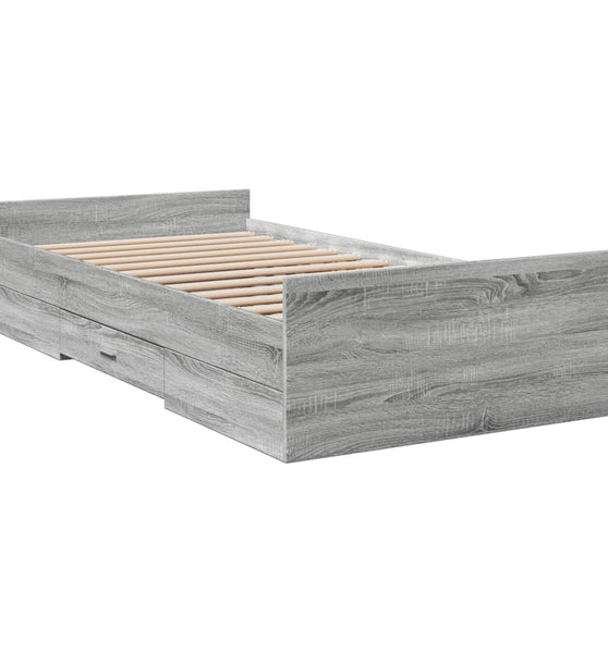Bettgestell mit Schubladen Grau Sonoma 75x190 cm Holzwerkstoff
