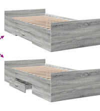 Bettgestell mit Schubladen Grau Sonoma 75x190 cm Holzwerkstoff