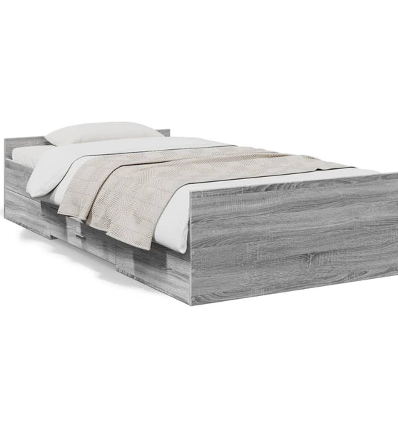Bettgestell mit Schubladen Grau Sonoma 75x190 cm Holzwerkstoff