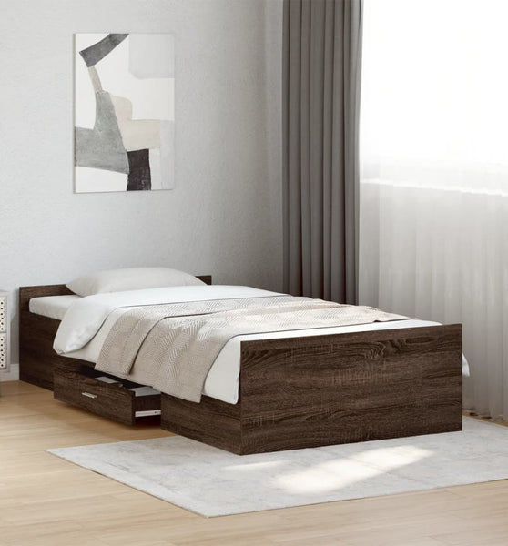 Bettgestell mit Schubladen Braun Eichen-Optik 75x190 cm
