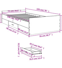 Bettgestell mit Schubladen Braun Eichen-Optik 75x190 cm