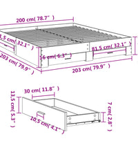 Bettgestell mit Schubladen Schwarz 200x200 cm Holzwerkstoff