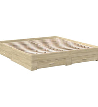 Bettgestell mit Schubladen Sonoma-Eiche 200x200cm Holzwerkstoff