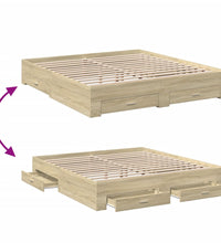 Bettgestell mit Schubladen Sonoma-Eiche 200x200cm Holzwerkstoff