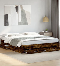 Bettgestell mit Schubladen Räuchereiche 200x200cm Holzwerkstoff