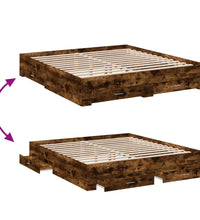 Bettgestell mit Schubladen Räuchereiche 200x200cm Holzwerkstoff