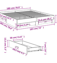 Bettgestell mit Schubladen Schwarz 180x200 cm Holzwerkstoff