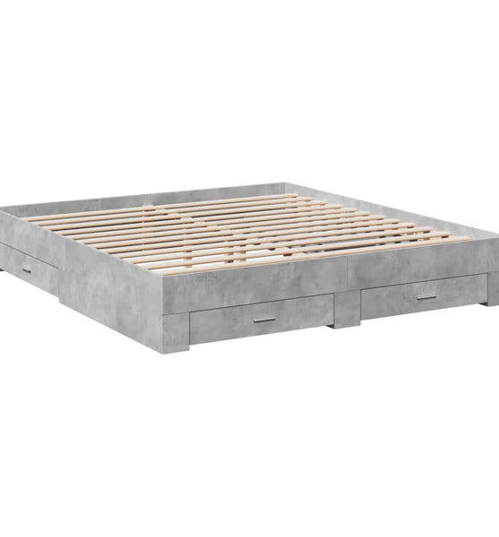 Bettgestell mit Schubladen Betongrau 180x200 cm Holzwerkstoff