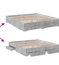 Bettgestell mit Schubladen Betongrau 180x200 cm Holzwerkstoff