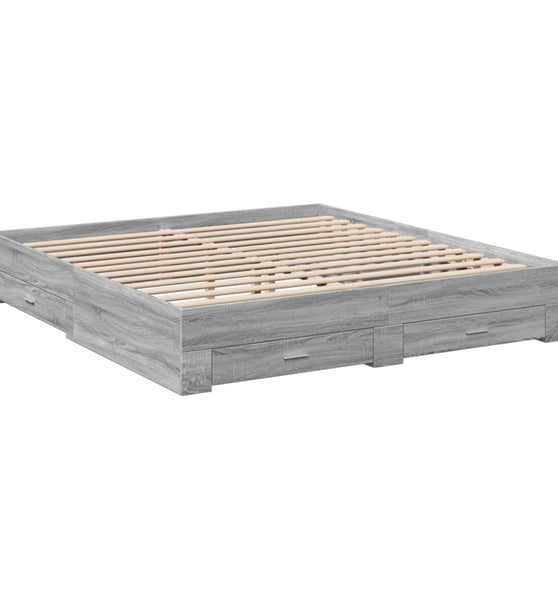 Bettgestell mit Schubladen Grau Sonoma 180x200cm Holzwerkstoff