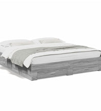 Bettgestell mit Schubladen Grau Sonoma 180x200cm Holzwerkstoff
