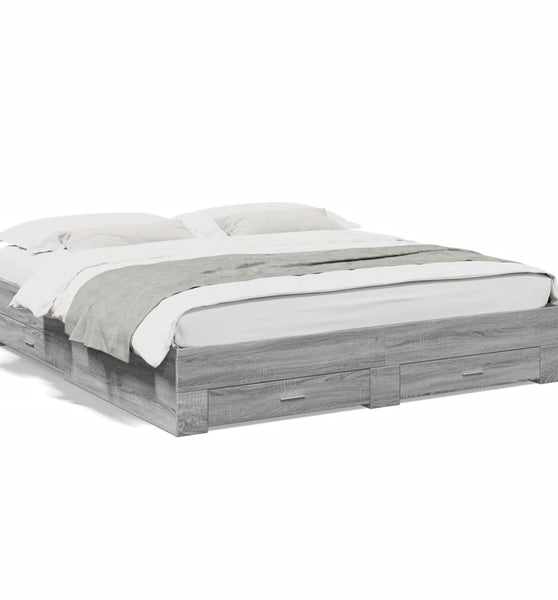 Bettgestell mit Schubladen Grau Sonoma 180x200cm Holzwerkstoff