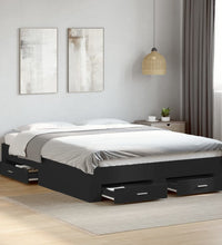 Bettgestell mit Schubladen Schwarz 160x200 cm Holzwerkstoff