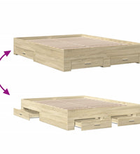 Bettgestell mit Schubladen Sonoma-Eiche 160x200cm Holzwerkstoff
