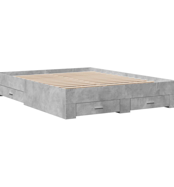 Bettgestell mit Schubladen Betongrau 160x200 cm Holzwerkstoff