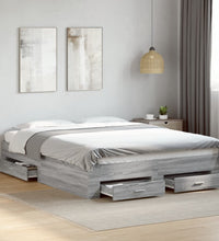Bettgestell mit Schubladen Grau Sonoma 160x200 cm Holzwerkstoff