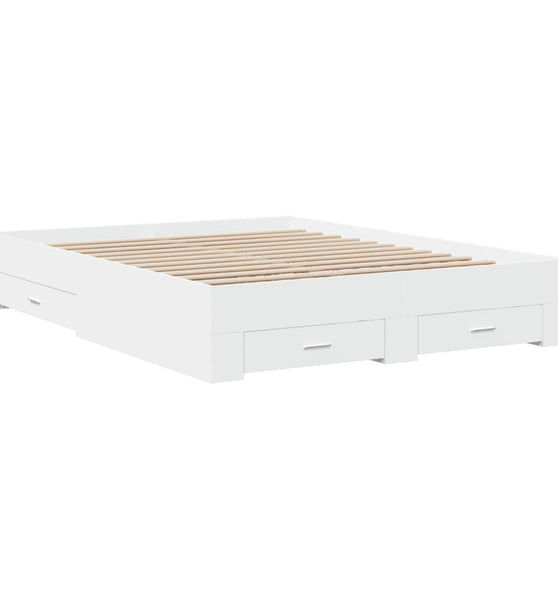 Bettgestell mit Schubladen Weiß 150x200 cm Holzwerkstoff