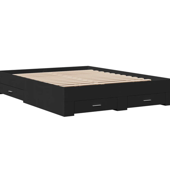Bettgestell mit Schubladen Schwarz 150x200 cm Holzwerkstoff
