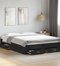 Bettgestell mit Schubladen Schwarz 150x200 cm Holzwerkstoff